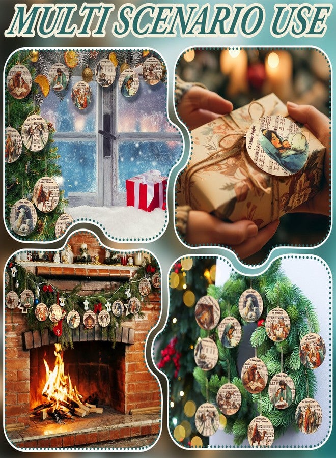 Colingmill 24 Pcs Christmas Nativity Ornaments Religious Catholic Gifts Watercolor Manger Scene Nativity Music Sheet Holy Family Ornaments The Birth of Jesus Story Decor for Christmas Tree Decor - Image 4
